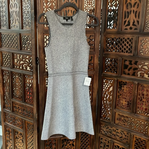 NWT THEORY Raneid K Wool Felt Knit Light Heather Wool Sleeveless A-Line Dress - Picture 4 of 5